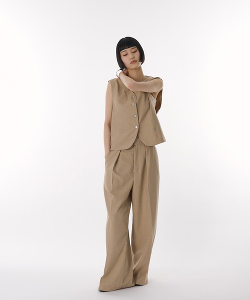 セール】【set up可能】metal button sleeveless vest / メタルボタン