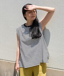 <UVカット/接触冷感>COOLPASS ショルダータックフレンチスリーブ フレアTシャツ/クールパス