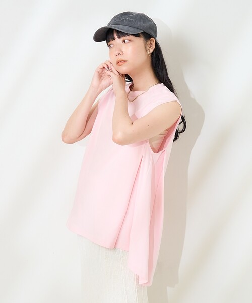 FREAK'S STORE(フリークスストア)の「<UVカット/接触冷感>COOLPASS ショルダータックフレンチスリーブ フレアTシャツ/クールパス(Tシャツ/カットソー・レディース・オフホワイト/その他13/ピンク/キャメル/ブラック・フリ-)」の5枚目の写真