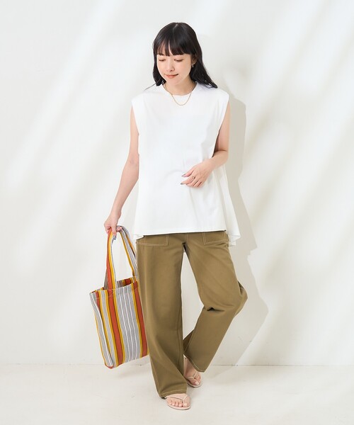 FREAK'S STORE(フリークスストア)の「<UVカット/接触冷感>COOLPASS ショルダータックフレンチスリーブ フレアTシャツ/クールパス(Tシャツ/カットソー・レディース・オフホワイト/その他13/ピンク/キャメル/ブラック・フリ-)」の7枚目の写真