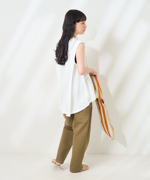 FREAK'S STORE(フリークスストア)の「<UVカット/接触冷感>COOLPASS ショルダータックフレンチスリーブ フレアTシャツ/クールパス(Tシャツ/カットソー・レディース・オフホワイト/その他13/ピンク/キャメル/ブラック・フリ-)」の8枚目の写真