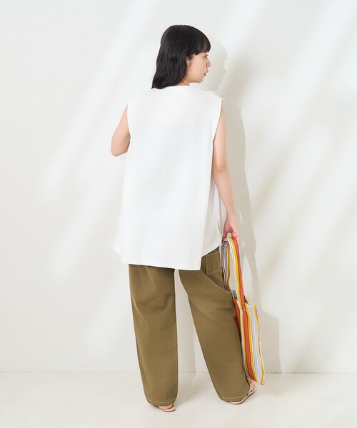 FREAK'S STORE(フリークスストア)の「<UVカット/接触冷感>COOLPASS ショルダータックフレンチスリーブ フレアTシャツ/クールパス(Tシャツ/カットソー・レディース・オフホワイト/その他13/ピンク/キャメル/ブラック・フリ-)」の9枚目の写真