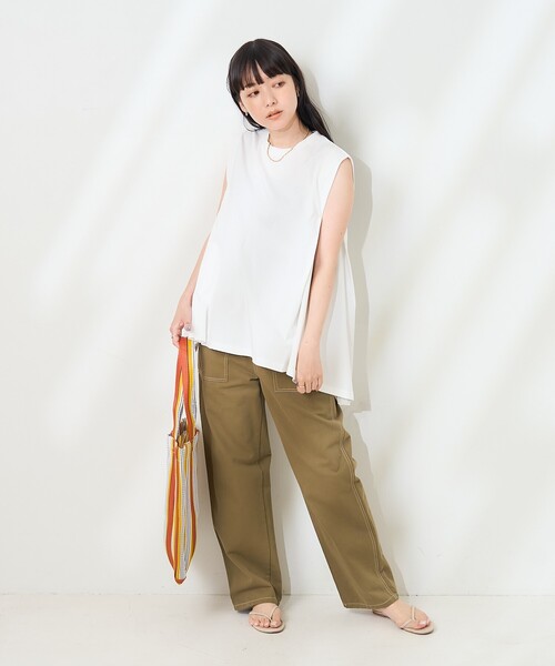 FREAK'S STORE(フリークスストア)の「<UVカット/接触冷感>COOLPASS ショルダータックフレンチスリーブ フレアTシャツ/クールパス(Tシャツ/カットソー・レディース・オフホワイト/その他13/ピンク/キャメル/ブラック・フリ-)」の10枚目の写真