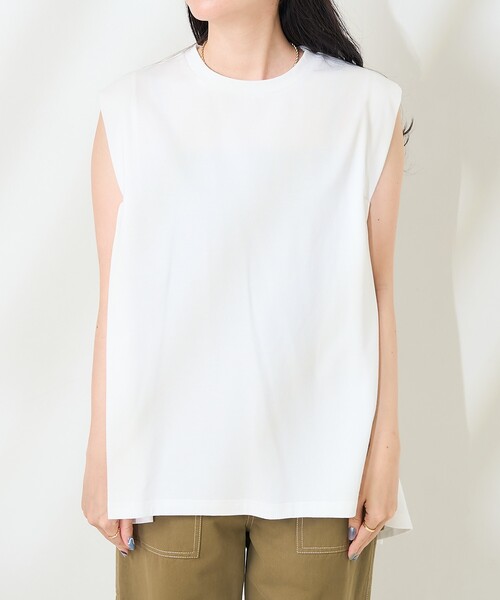 FREAK'S STORE(フリークスストア)の「<UVカット/接触冷感>COOLPASS ショルダータックフレンチスリーブ フレアTシャツ/クールパス(Tシャツ/カットソー・レディース・オフホワイト/その他13/ピンク/キャメル/ブラック・フリ-)」の14枚目の写真