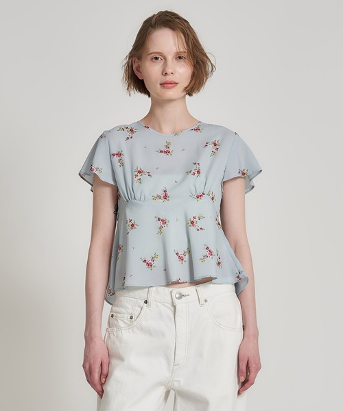 ESTNATION(エストネーション)の「ESTNATION / フラワーブーケプリント ブラウス(シャツ/ブラウス・レディース・カリビアンブルー・36/38)」の1枚目の写真