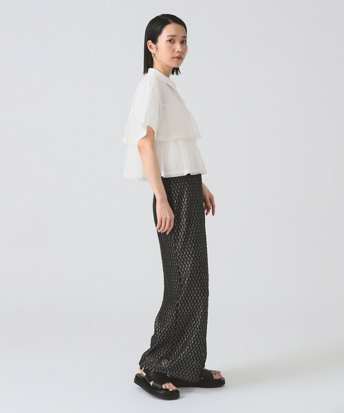 Ray BEAMS（レイビームス）の「箔プリント レース イージー パンツ（その他パンツ・レディース・オフホワイト/ブラック・ONE SIZE）」の8枚目の写真