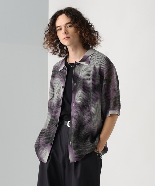 HARE（ハレ）の「マーブルメッシュニットシャツ(HARE)（ニット/セーター・メンズ・グレー/ブラック・FREE）」の10枚目の写真