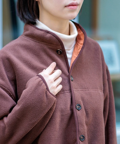 D.M.G.（ドミンゴ）の「[D.M.G / ディーエムジー] 両面起毛フリース ジャケット（その他アウター・レディース・ブラウン/ブルー/チャコールグレー・3/2）」の7枚目の写真