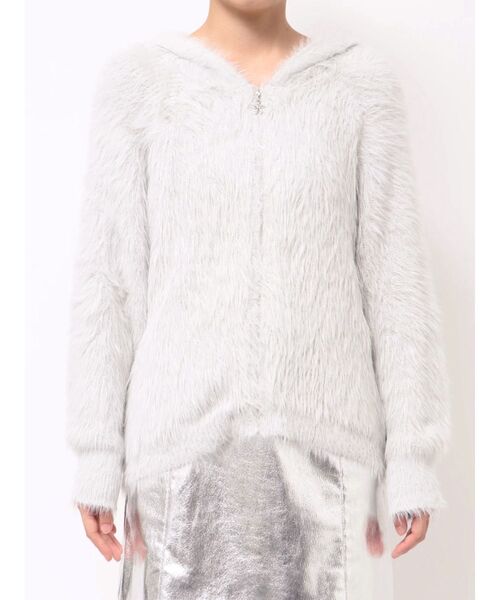 CALNAMUR（カルナムール）の「CATイヤーシャギーフーディー（パーカー・レディース・ピンク/グレー・FREE）」の6枚目の写真