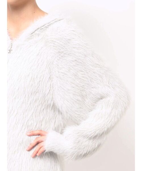 CALNAMUR（カルナムール）の「CATイヤーシャギーフーディー（パーカー・レディース・ピンク/グレー・FREE）」の10枚目の写真