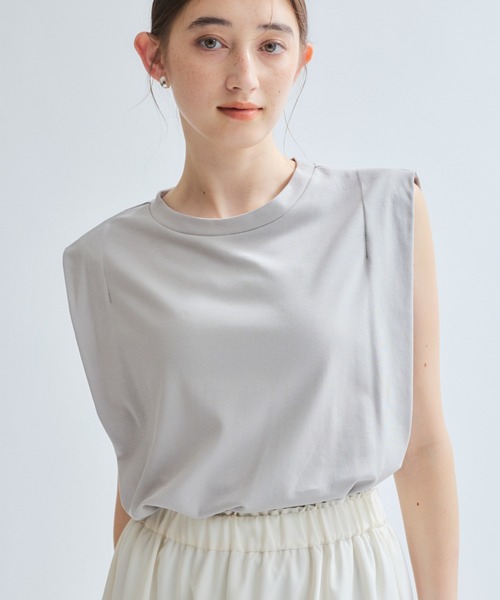 ketty(ケティ)の「【汗染み防止】タックフレンチスリーブトップス≪洗濯機で洗える≫(Tシャツ/カットソー・レディース・ブラック/オフホワイト/ライトグレー・M)」の3枚目の写真