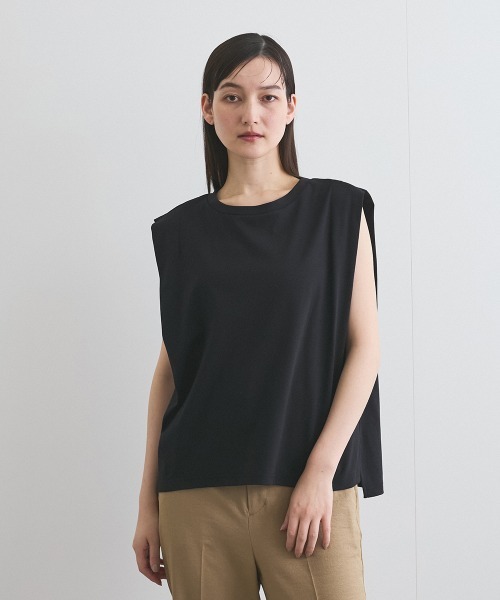 ketty(ケティ)の「【汗染み防止】タックフレンチスリーブトップス≪洗濯機で洗える≫(Tシャツ/カットソー・レディース・ブラック/オフホワイト/ライトグレー・M)」の2枚目の写真