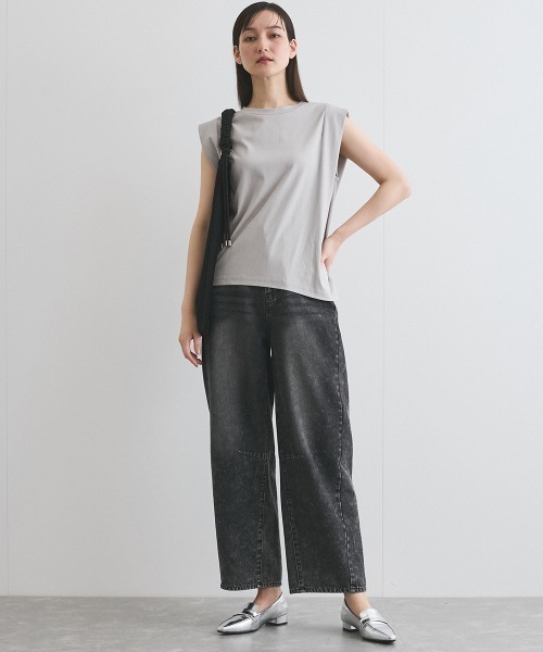 ketty(ケティ)の「【汗染み防止】タックフレンチスリーブトップス≪洗濯機で洗える≫(Tシャツ/カットソー・レディース・ブラック/オフホワイト/ライトグレー・M)」の9枚目の写真