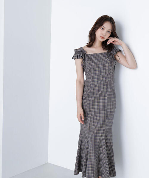 NATURAL BEAUTY BASIC（ナチュラルビューティーベーシック）の「◇チェックキャミワンピース（ワンピース・レディース・ブラウン系その他/イエロー系その他・MEDIUM/P/S）」の4枚目の写真