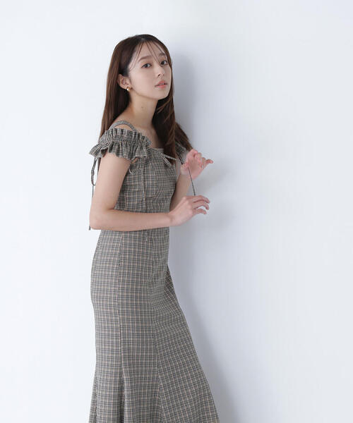 NATURAL BEAUTY BASIC（ナチュラルビューティーベーシック）の「◇チェックキャミワンピース（ワンピース・レディース・ブラウン系その他/イエロー系その他・MEDIUM/P/S）」の2枚目の写真