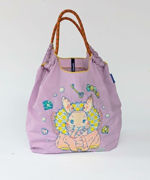 Ball&Chain（ボールアンドチェーン）の「[Ball&Chain]shopping bag-D.M.RABBIT(M)（エコバッグ/サブバッグ・レディース・ラベンダー/グレー・FREE）」の5枚目の写真