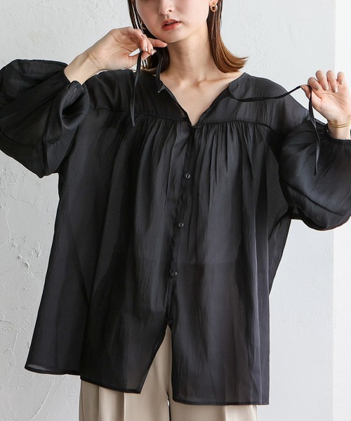 No Rule No Line（ノール－ルノーライン）の「バルーンスリーブシアーブラウス（シャツ/ブラウス・レディース・ブラック/ホワイト/ライトブルー・FREE）」の3枚目の写真