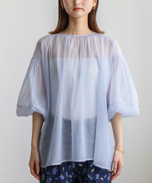 No Rule No Line（ノール－ルノーライン）の「バルーンスリーブシアーブラウス（シャツ/ブラウス・レディース・ブラック/ホワイト/ライトブルー・FREE）」の14枚目の写真