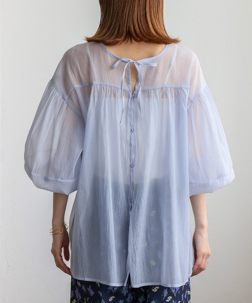 No Rule No Line（ノール－ルノーライン）の「バルーンスリーブシアーブラウス（シャツ/ブラウス・レディース・ブラック/ホワイト/ライトブルー・FREE）」の13枚目の写真
