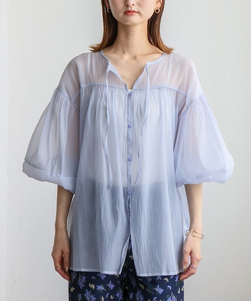 No Rule No Line（ノール－ルノーライン）の「バルーンスリーブシアーブラウス（シャツ/ブラウス・レディース・ブラック/ホワイト/ライトブルー・FREE）」の12枚目の写真