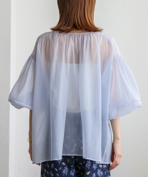 No Rule No Line（ノール－ルノーライン）の「バルーンスリーブシアーブラウス（シャツ/ブラウス・レディース・ブラック/ホワイト/ライトブルー・FREE）」の11枚目の写真
