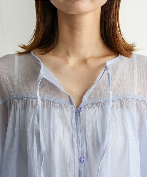 No Rule No Line（ノール－ルノーライン）の「バルーンスリーブシアーブラウス（シャツ/ブラウス・レディース・ブラック/ホワイト/ライトブルー・FREE）」の10枚目の写真