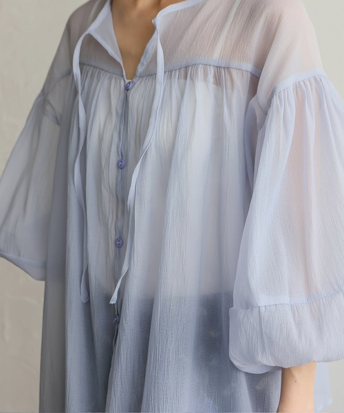 No Rule No Line（ノール－ルノーライン）の「バルーンスリーブシアーブラウス（シャツ/ブラウス・レディース・ブラック/ホワイト/ライトブルー・FREE）」の9枚目の写真