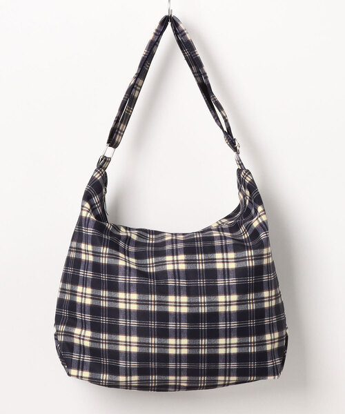 レトロ チェック プリント ナイロン ワンハンドル トート ショルダー