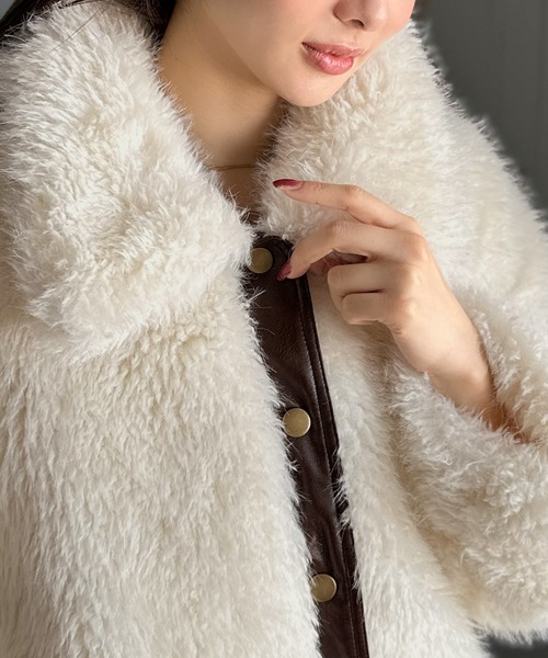 mily bilet（ミウィビレット）の「【mily bilet】ゴージャスなファーが魅力的。フェイクファーブルゾン（ブルゾン・レディース・チャコールグレー/アイボリー/ブラウン・X-LARGE/SMALL/MEDIUM/LARGE）」の8枚目の写真