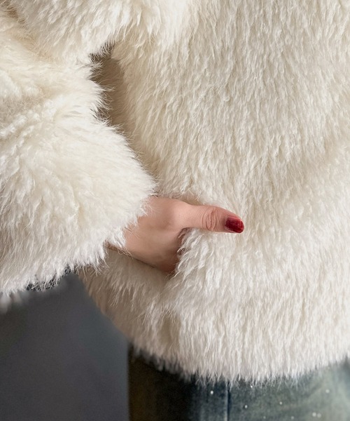 mily bilet（ミウィビレット）の「【mily bilet】ゴージャスなファーが魅力的。フェイクファーブルゾン（ブルゾン・レディース・チャコールグレー/アイボリー/ブラウン・X-LARGE/SMALL/MEDIUM/LARGE）」の9枚目の写真