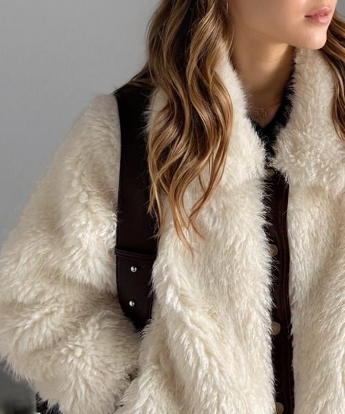 mily bilet（ミウィビレット）の「【mily bilet】ゴージャスなファーが魅力的。フェイクファーブルゾン（ブルゾン・レディース・チャコールグレー/アイボリー/ブラウン・X-LARGE/SMALL/MEDIUM/LARGE）」の11枚目の写真
