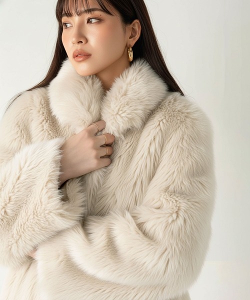 mily bilet（ミウィビレット）の「【mily bilet】ゴージャスなファーが魅力的。フェイクファーブルゾン（ブルゾン・レディース・チャコールグレー/アイボリー/ブラウン・X-LARGE/SMALL/MEDIUM/LARGE）」の13枚目の写真