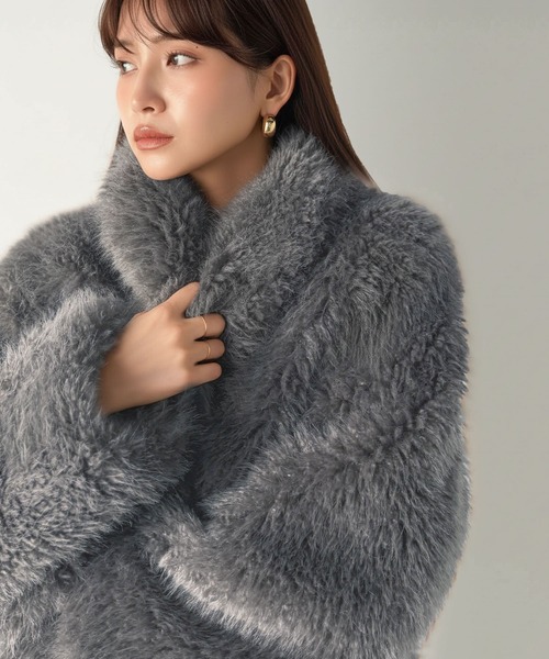 mily bilet（ミウィビレット）の「【mily bilet】ゴージャスなファーが魅力的。フェイクファーブルゾン（ブルゾン・レディース・チャコールグレー/アイボリー/ブラウン・X-LARGE/SMALL/MEDIUM/LARGE）」の17枚目の写真