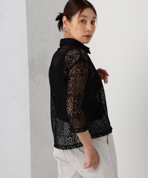 GALLORIA（ギャローリア）の「レースシャツ（シャツ/ブラウス・レディース・ブラック/アイボリー・S/M/L/LL）」の3枚目の写真