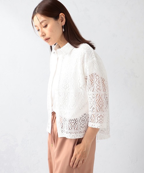 GALLORIA（ギャローリア）の「レースシャツ（シャツ/ブラウス・レディース・ブラック/アイボリー・S/M/L/LL）」の8枚目の写真