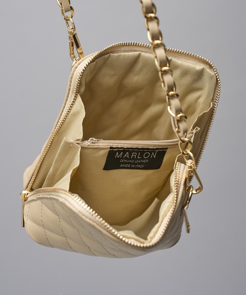 MARLON FIRENZE（マーロンフィレンツェ）の「【MARLON FIRENZE】イタリアンレザー シャネルチェーン キルティングショルダーバッグ 結婚式 パーティー オケージョン フォーマル 成人式 二次会 同窓会 入学式 卒業式（ショルダーバッグ・レディース・グレイッシュベージュ/ブラック・FREE）」の10枚目の写真