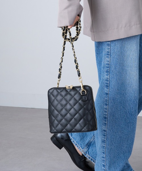 MARLON FIRENZE（マーロンフィレンツェ）の「【MARLON FIRENZE】イタリアンレザー シャネルチェーン キルティングショルダーバッグ 結婚式 パーティー オケージョン フォーマル 成人式 二次会 同窓会 入学式 卒業式（ショルダーバッグ・レディース・グレイッシュベージュ/ブラック・FREE）」の22枚目の写真