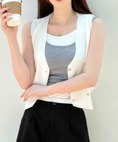 shoppinggo(ショッピングゴー)の「ニットベスト レディース ベスト 前開き(ベスト・レディース・ホワイト/キャメル/ベージュ/ブラック・FREE)」の16枚目の写真