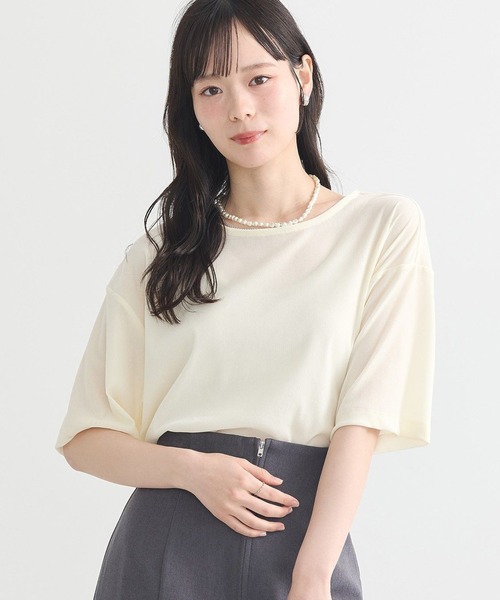 earth music&ecology（アースミュージックアンドエコロジー）の「シアーベロアTee（Tシャツ/カットソー・レディース・ブルー/チャコールグレー/ブラック/アイボリー・FREE）」の3枚目の写真