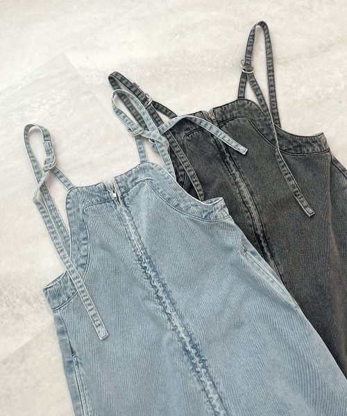 Futier land(フューティアランド)の「デニムジャンスカ(ジャンパースカート・レディース・ブラック/ブルー・MEDIUM/LARGE/SMALL)」の6枚目の写真