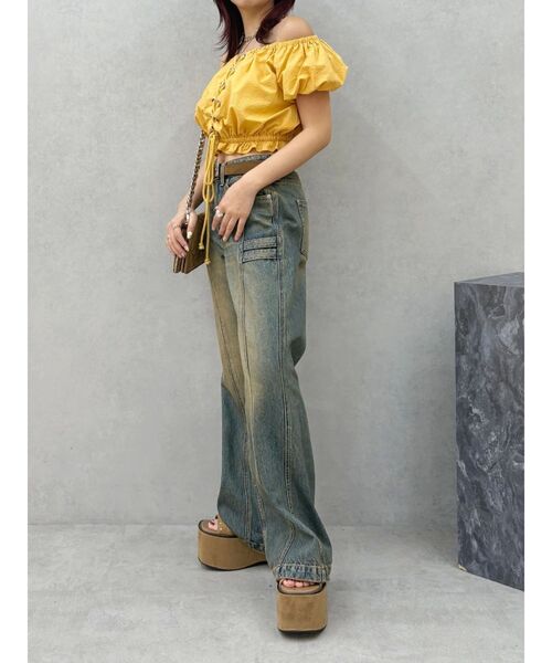 EVRIS（エヴリス）の「レースアップオフショルトップス（シャツ/ブラウス・レディース・マスタード/ホワイト・FREE）」の22枚目の写真