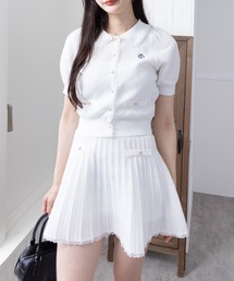 clear | ポロ襟縁取りレースニット&スカートセットアップ［フレンチ カジュアル ガーリー］≪SS新作≫(ワンピース)