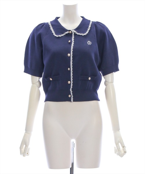 clear（クリア）の「ポロ襟縁取りレースニット&スカートセットアップ［フレンチ カジュアル ガーリー］≪SS新作≫（ワンピース・レディース・ネイビー/アイボリー・F）」の18枚目の写真