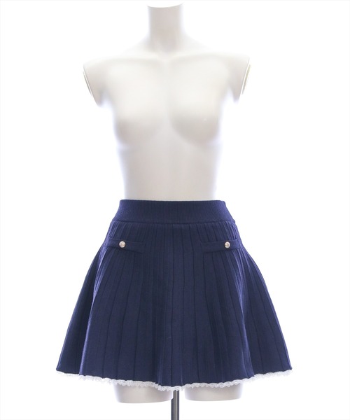 clear（クリア）の「ポロ襟縁取りレースニット&スカートセットアップ［フレンチ カジュアル ガーリー］≪SS新作≫（ワンピース・レディース・ネイビー/アイボリー・F）」の20枚目の写真