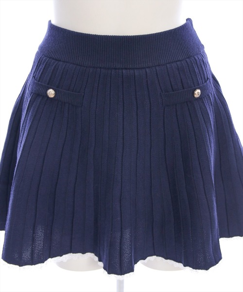 clear（クリア）の「ポロ襟縁取りレースニット&スカートセットアップ［フレンチ カジュアル ガーリー］≪SS新作≫（ワンピース・レディース・ネイビー/アイボリー・F）」の15枚目の写真