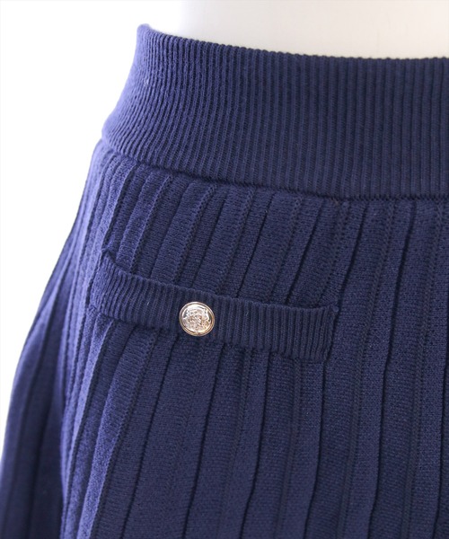 clear（クリア）の「ポロ襟縁取りレースニット&スカートセットアップ［フレンチ カジュアル ガーリー］≪SS新作≫（ワンピース・レディース・ネイビー/アイボリー・F）」の4枚目の写真