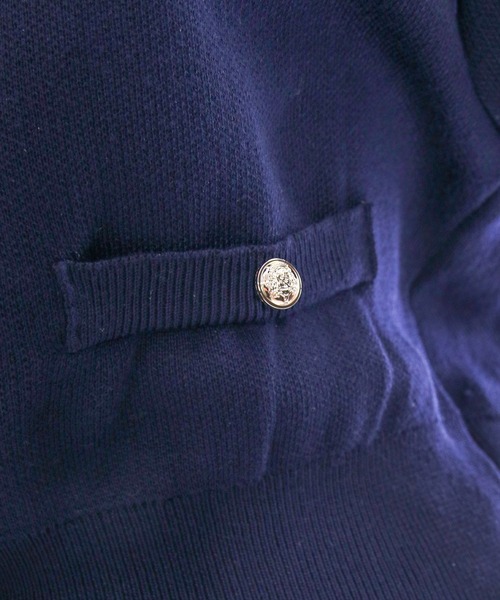 clear（クリア）の「ポロ襟縁取りレースニット&スカートセットアップ［フレンチ カジュアル ガーリー］≪SS新作≫（ワンピース・レディース・ネイビー/アイボリー・F）」の6枚目の写真