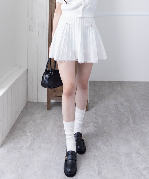 clear（クリア）の「ポロ襟縁取りレースニット&スカートセットアップ［フレンチ カジュアル ガーリー］≪SS新作≫（ワンピース・レディース・ネイビー/アイボリー・F）」の22枚目の写真