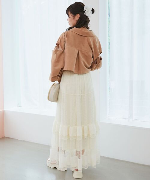 MAJESTIC LEGON（マジェスティックレゴン）の「ティアードレースフリルスカート（スカート・レディース・ブラック/アイボリー/オフホワイト・MEDIUM）」の15枚目の写真