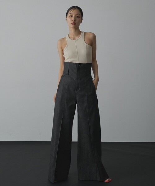 UNITED TOKYO（ユナイテッドトウキョウ）の「2way Waist Stretch Jeans｜ウォッシャブル/美脚見え/春服（デニムパンツ・レディース・ブラック・1/2）」の11枚目の写真